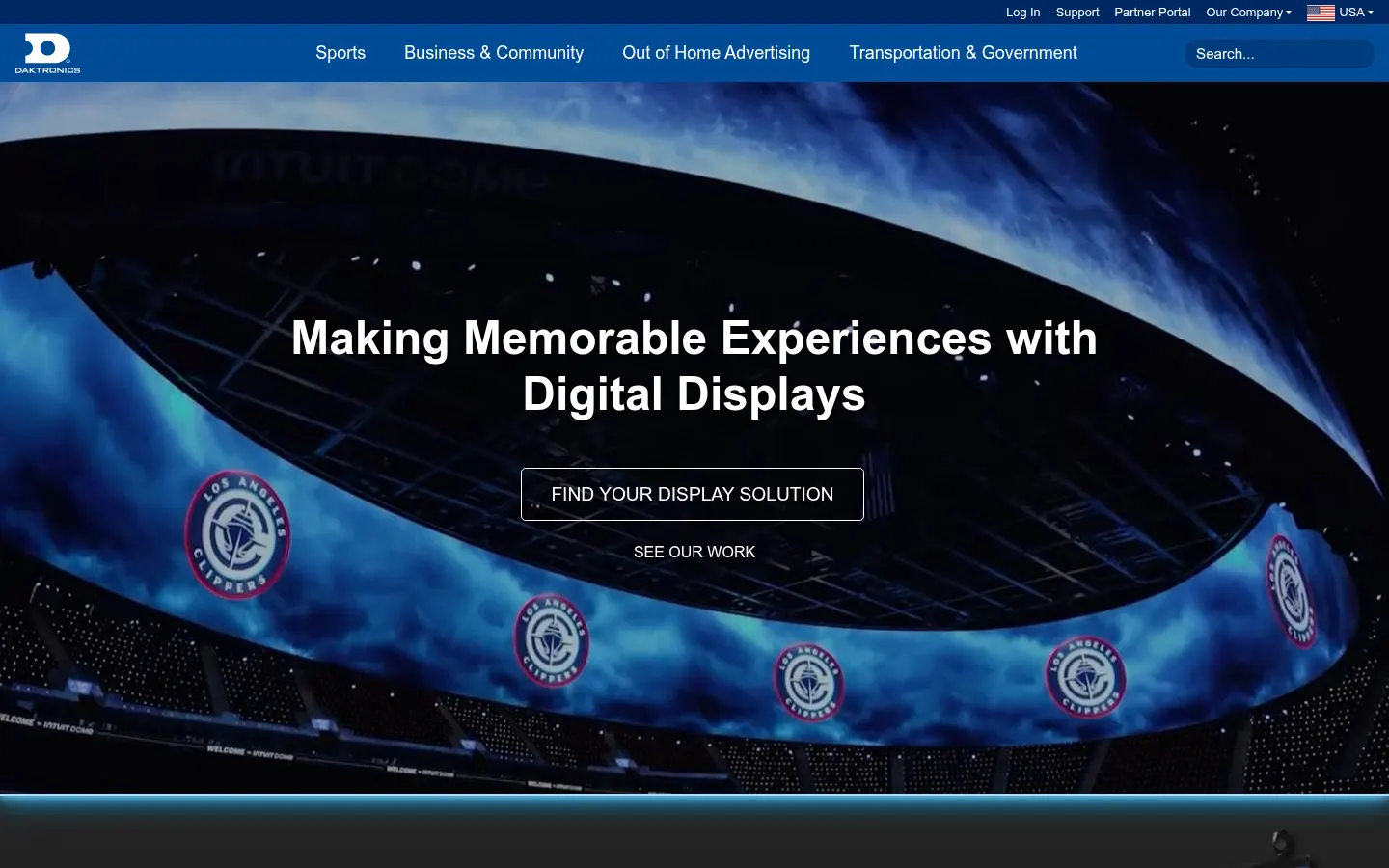 Daktronics official website screenshot