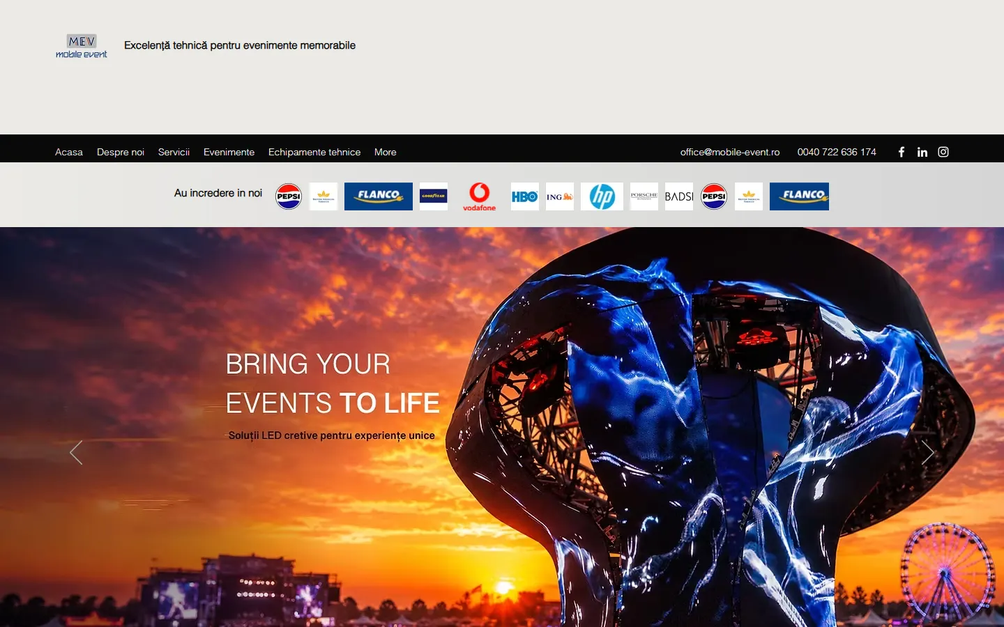 Mobile Event official website screenshot