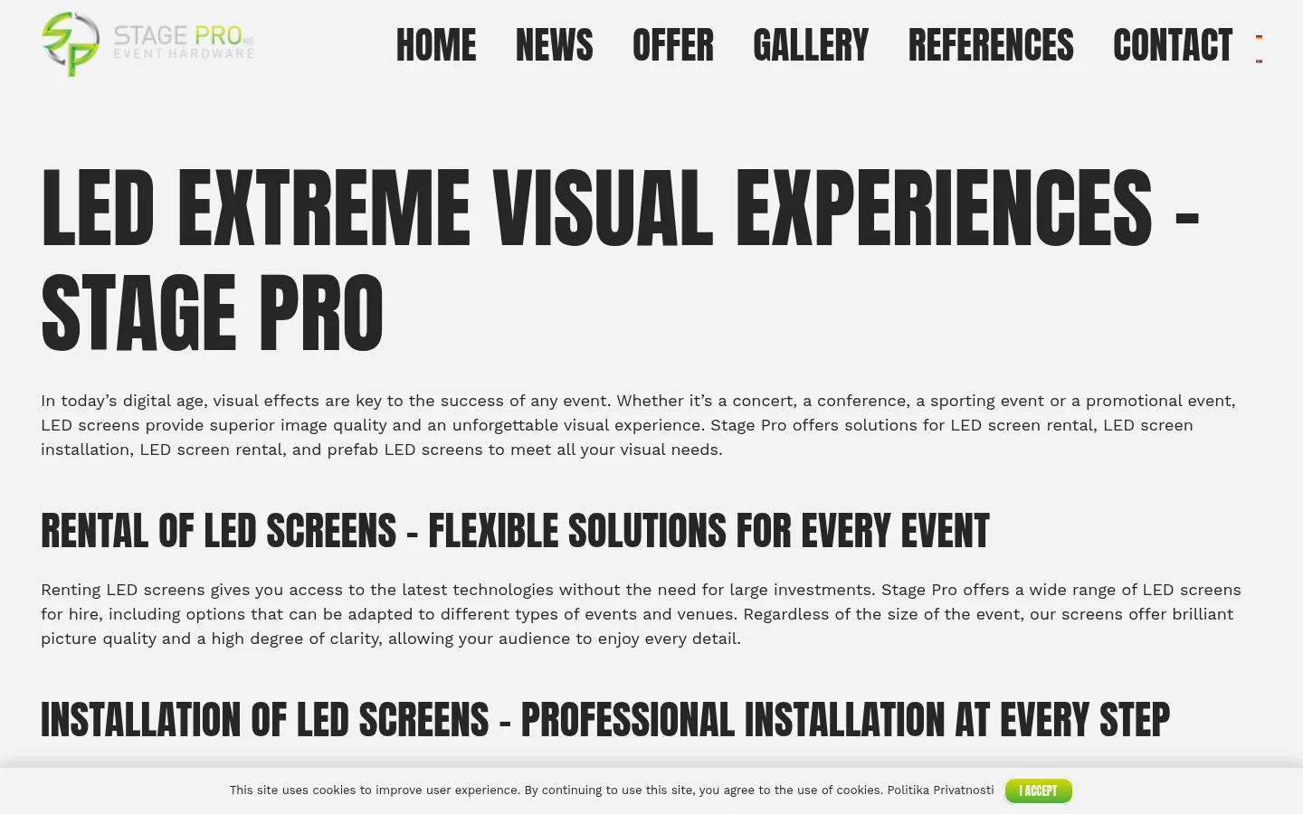 StagePro LED screens official website