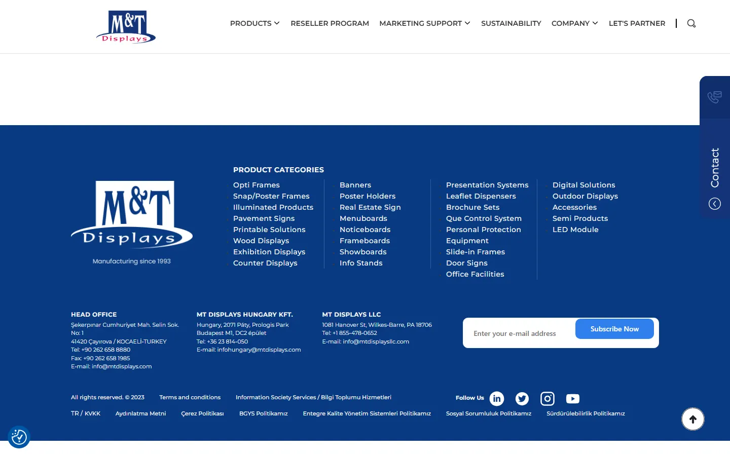 MT Displays official website screenshot