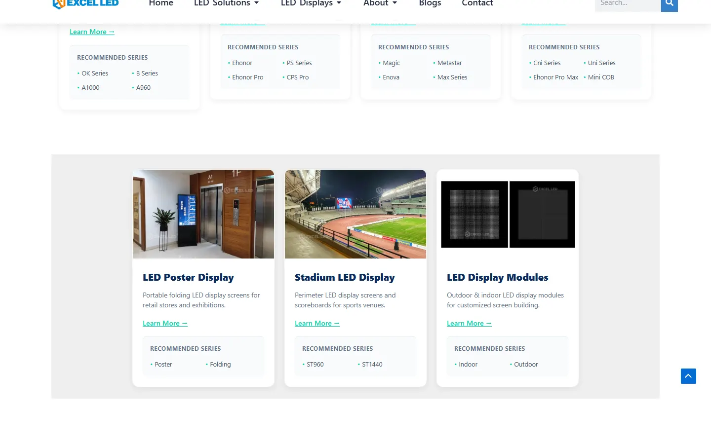 Excel LED official website screenshot