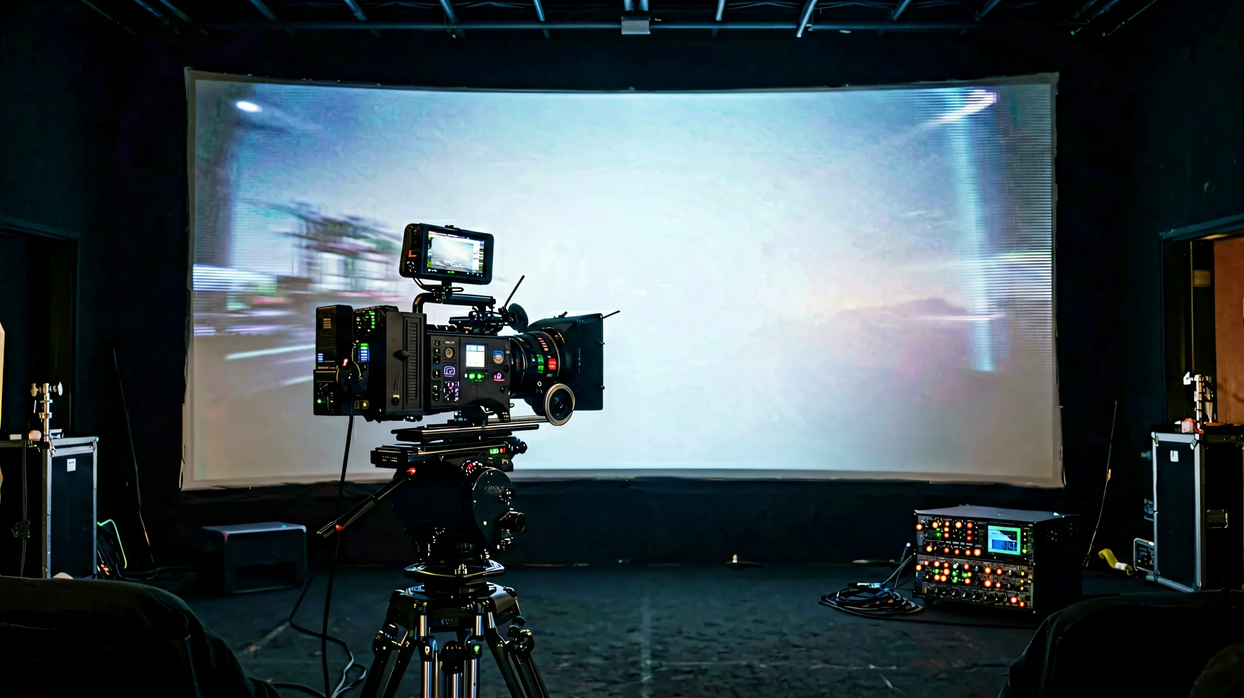 Cinema camera genlocked with an LED wall showing a scanline-free image
