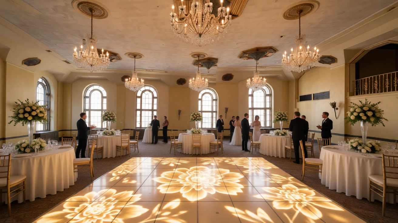 Die-cast interactive LED dance floor cabinets in an Italian rental fleet across weddings and corporate events
