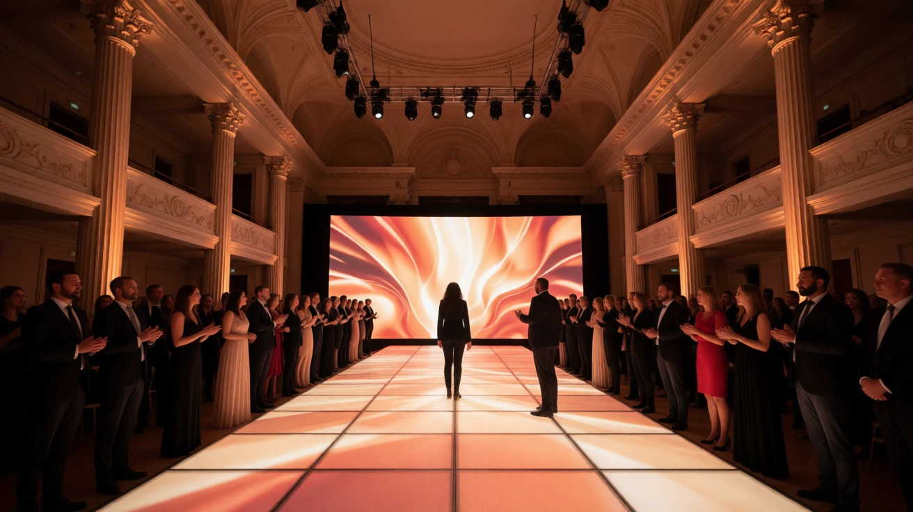 40 square meter interactive LED dance floor on hire for product launches and brand activations in the United Kingdom