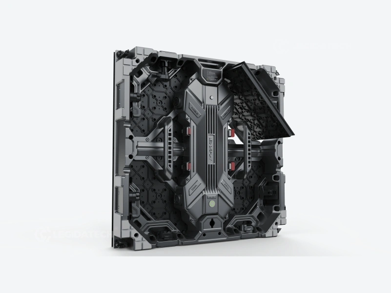 Front service access render of the die-cast interactive floor cabinet