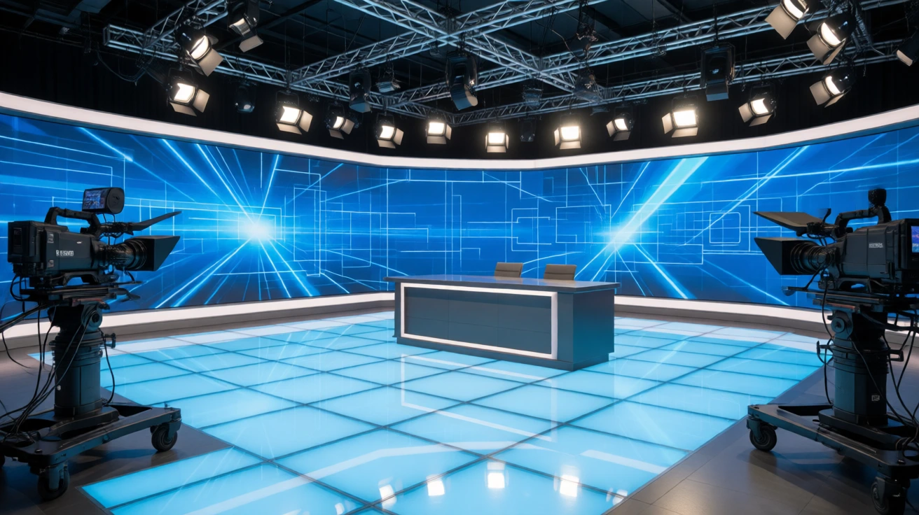 Television studio floor in Tokyo built from 110 square meters of 500x1000mm LED floor tile screen cabinets for rental productions