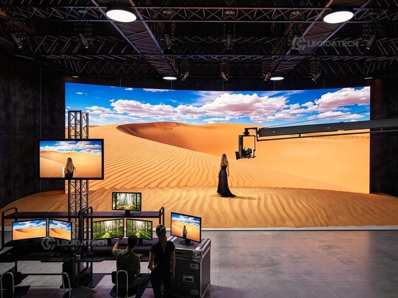 TV studio floor using walkable 500x500mm LED floor tile screens