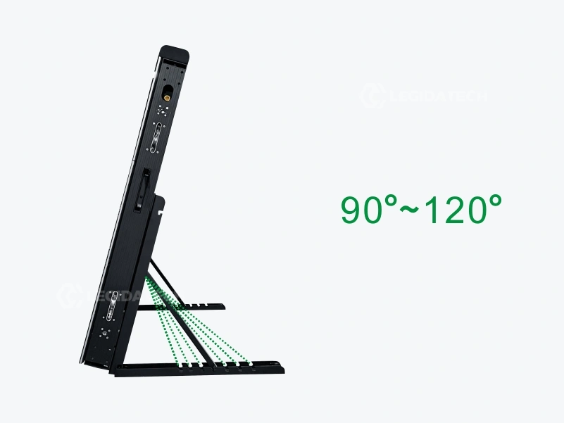 ST1440 support leg with 90° to 120° adjustable tilt positions