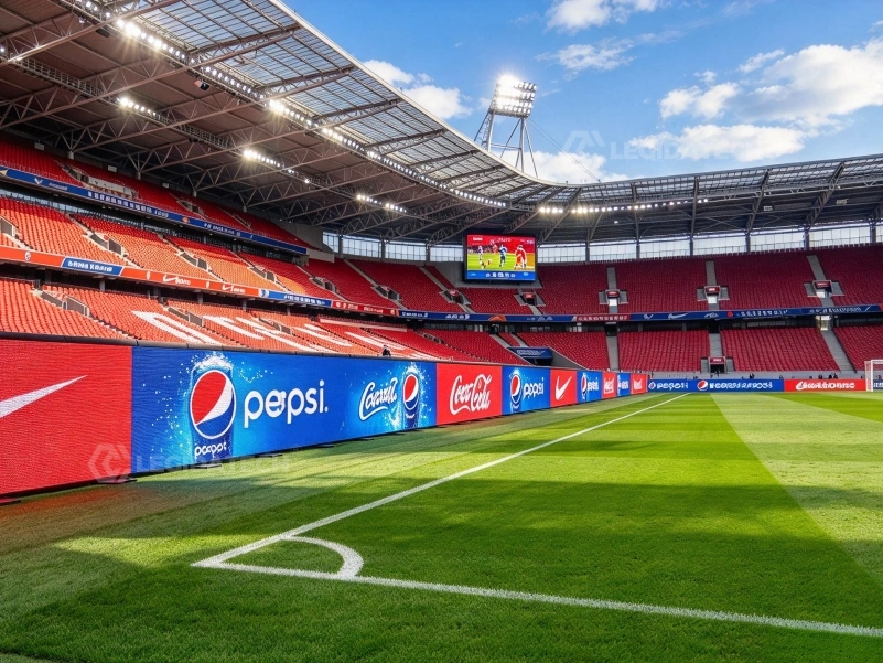 Football stadium perimeter LED advertising with ST1440 screens