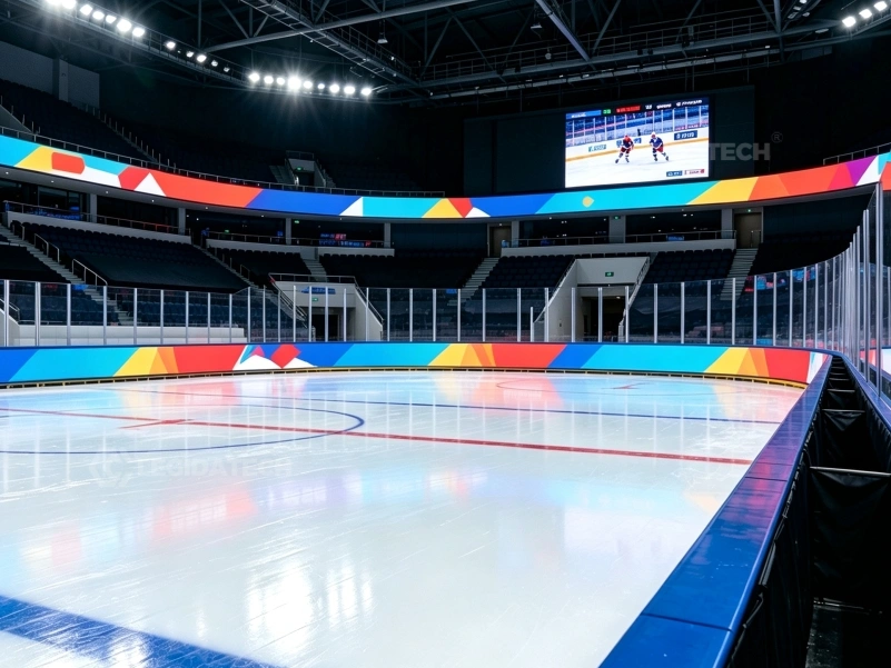 Ice hockey rink board LED display with soft EVA safety top