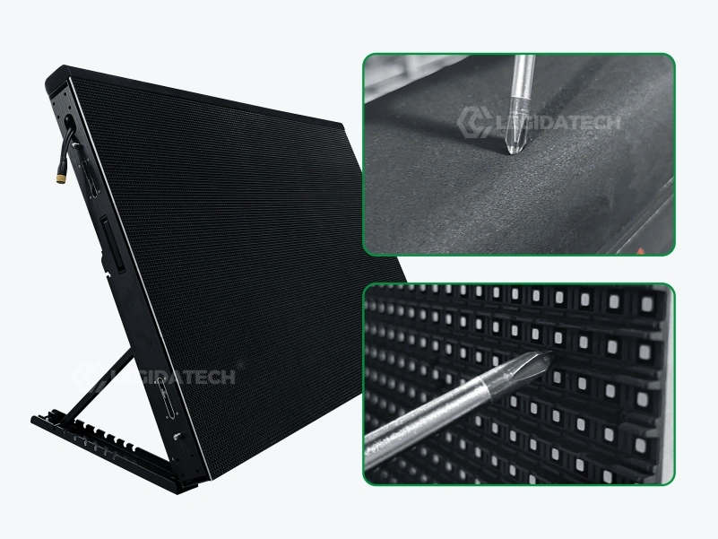 Soft EVA foam top edge and rubber mask protecting the ST1440 LED surface