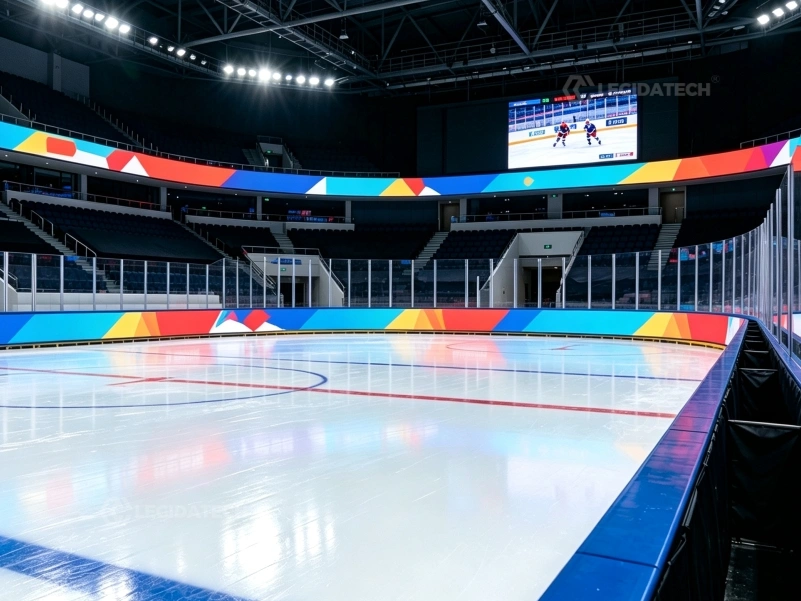 Ice hockey rink board LED display with soft EVA safety top