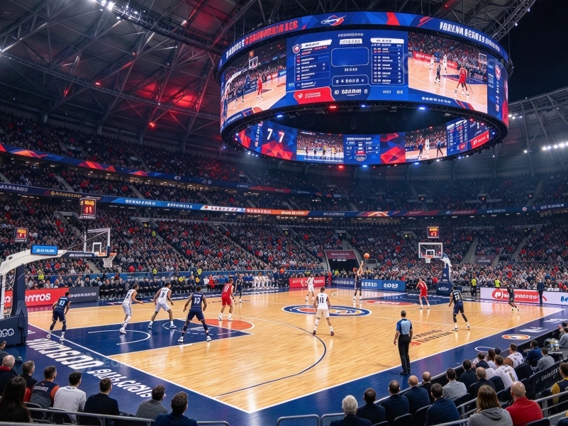 ST960 stadium LED display under broadcast camera in slow motion