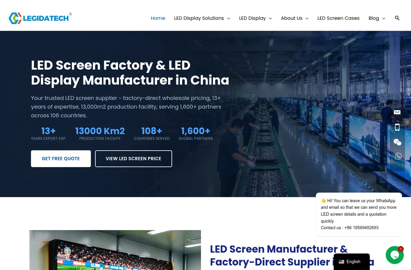 LED Screen Factory LEGIDATECH official website — LED modules, cabinets and controllers