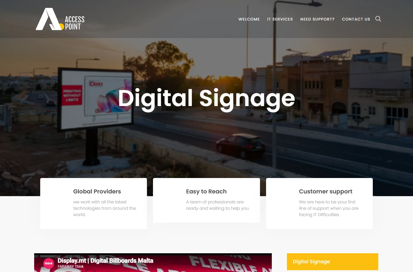 Access Point IT Services official website — digital signage and LED billboards in Malta