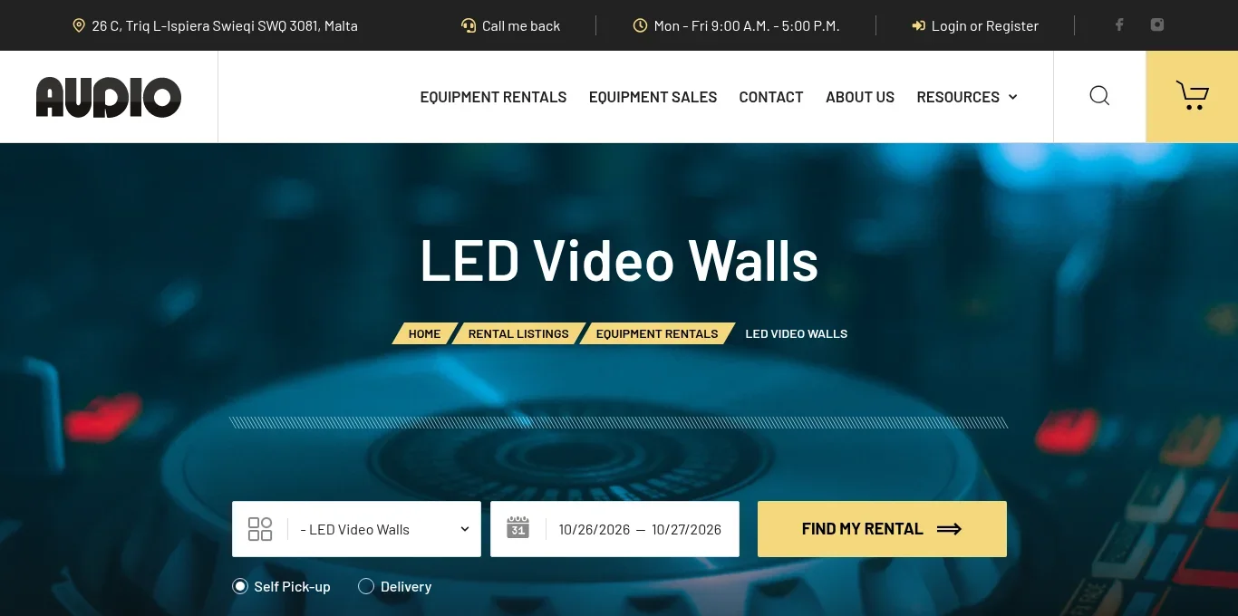 Audio Malta official website — LED video wall rentals in Malta