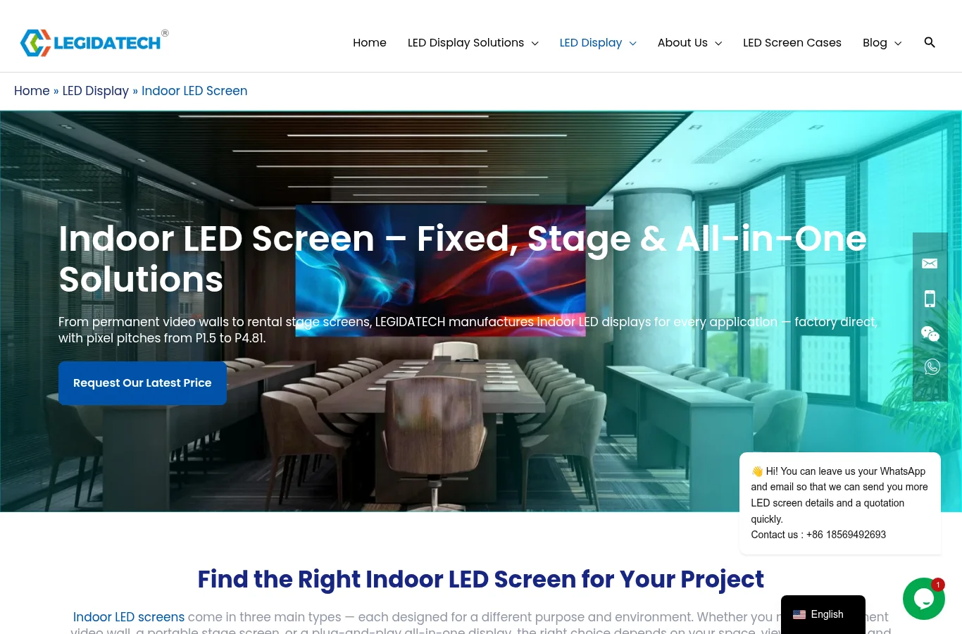 LED Screen Factory LEGIDATECH official website — indoor LED screens and modules