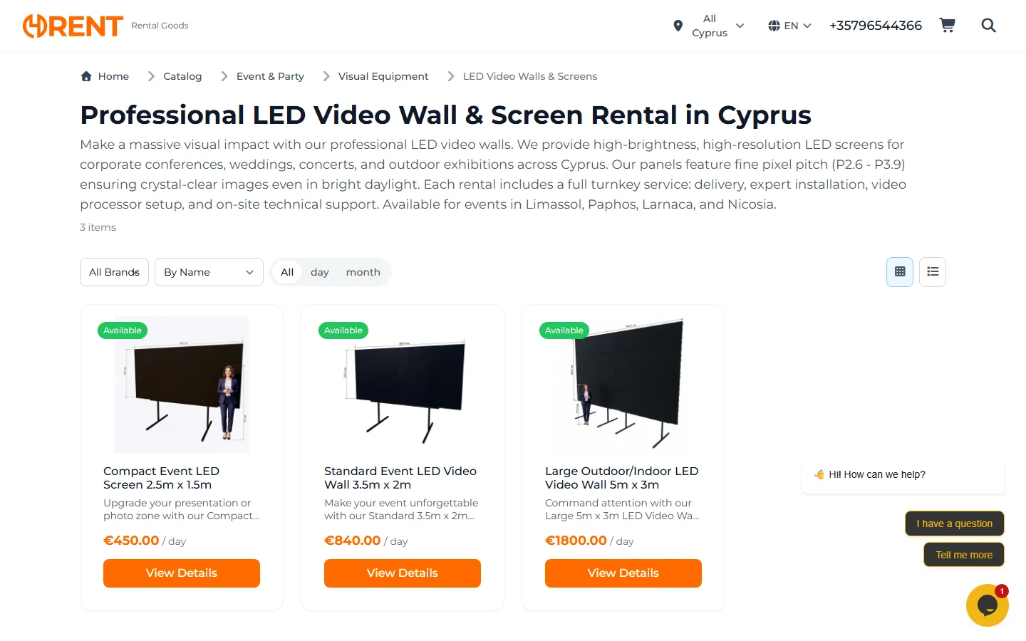 4rent.cy LED video wall rental official website