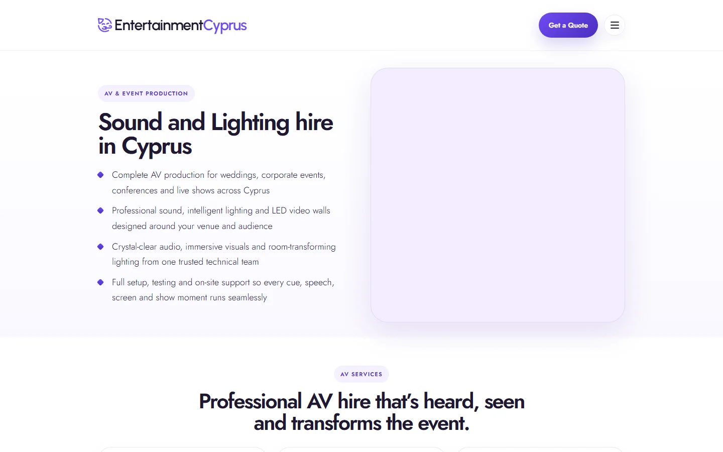 Entertainment Cyprus AV hire official website