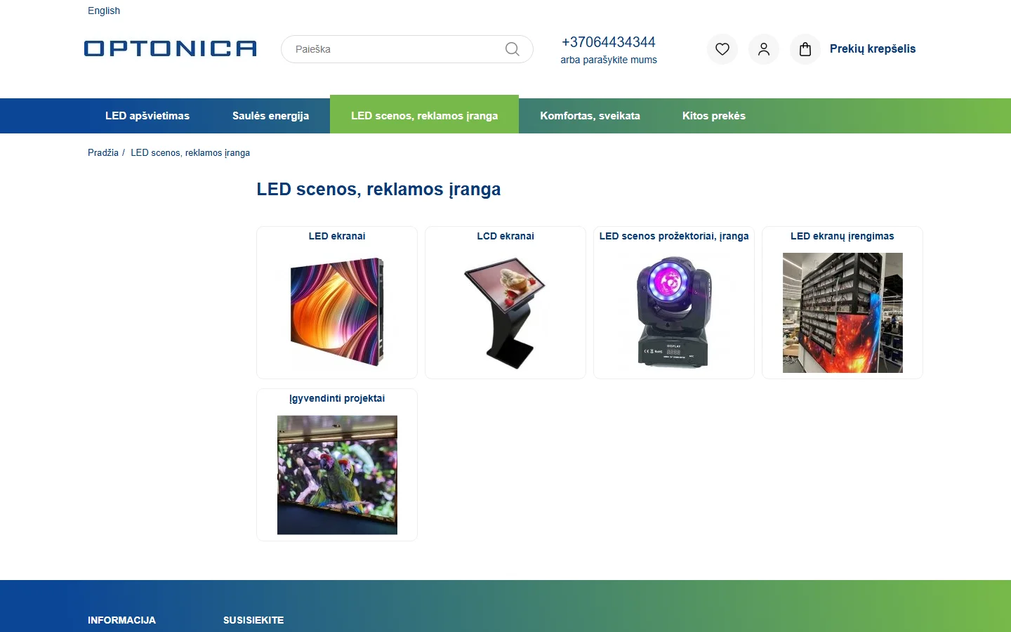 Optonica LED scenos ir reklamos iranga official website