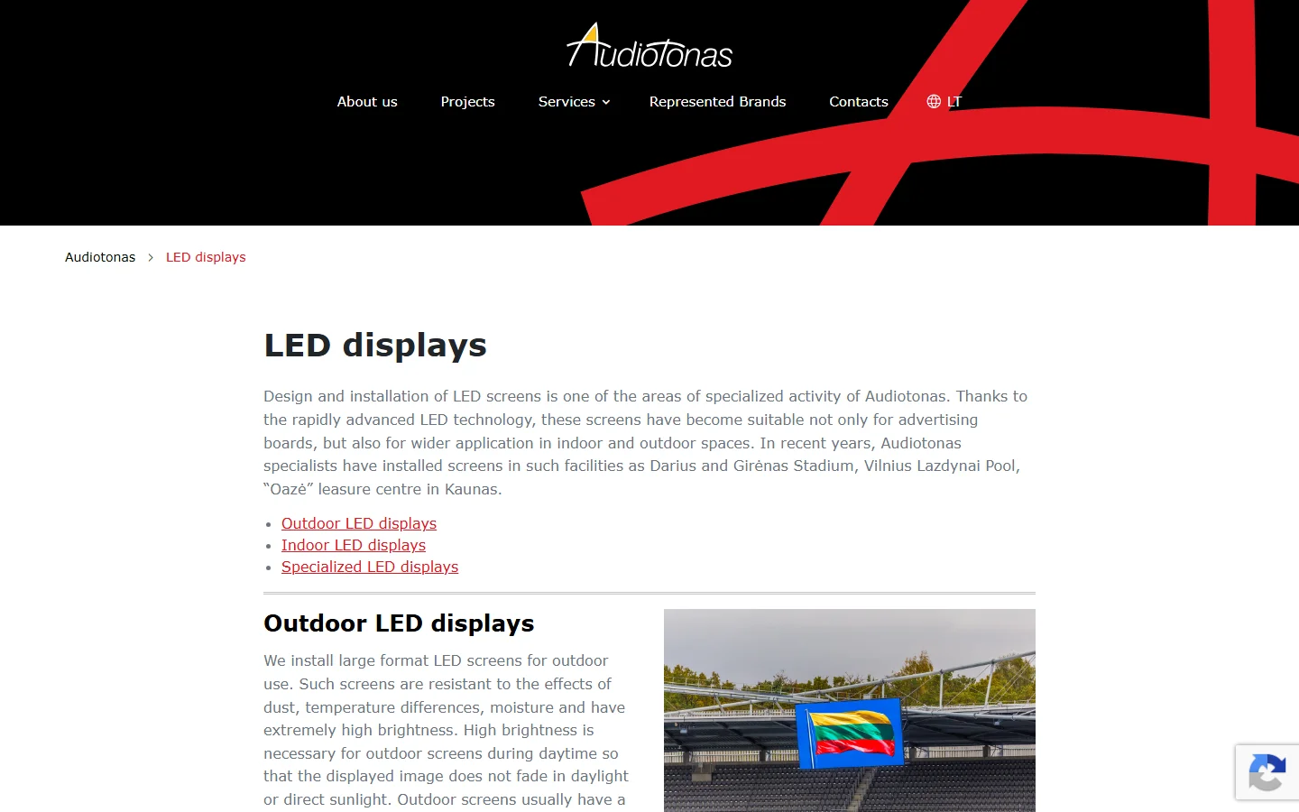Audiotonas LED displays official website