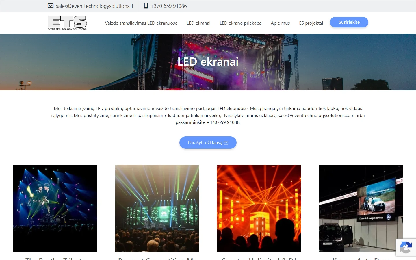 Event Technology Solutions LED ekranai official website