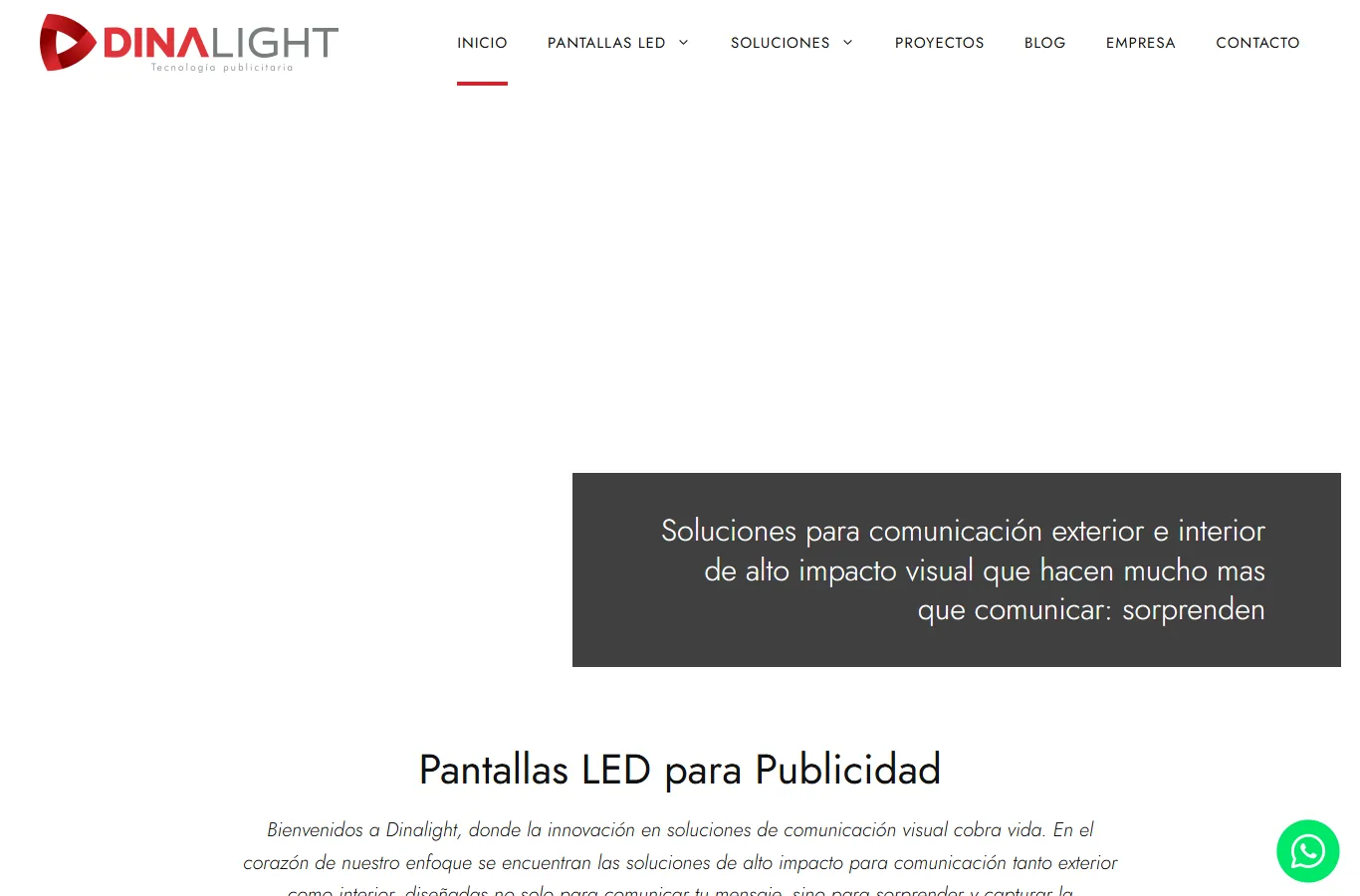 Dinalight official website — pantallas LED para publicidad