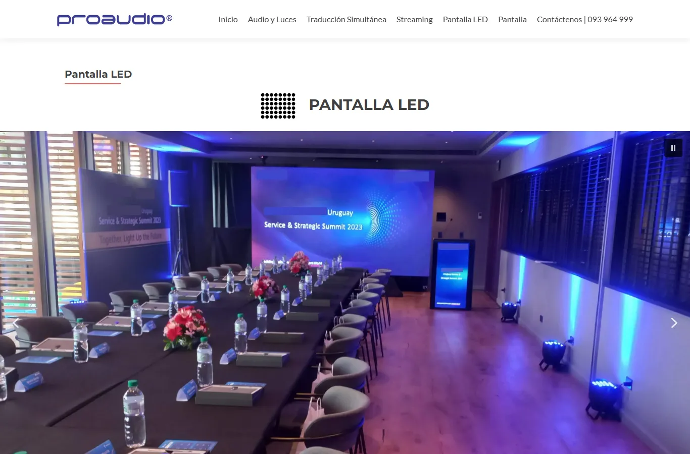 Proaudio official website — pantalla LED para eventos
