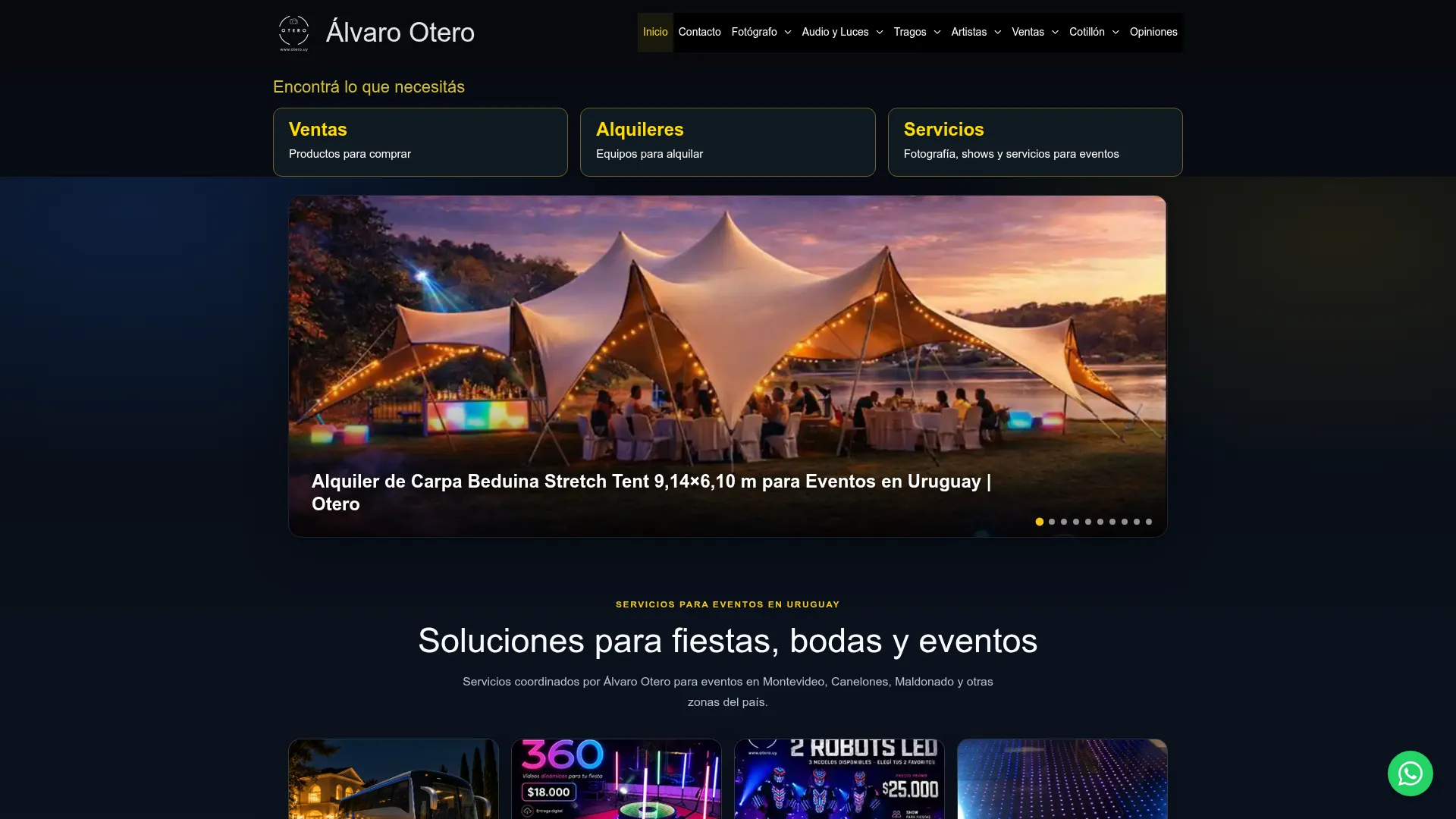 Alvaro Otero official website — event services and LED rental in Uruguay