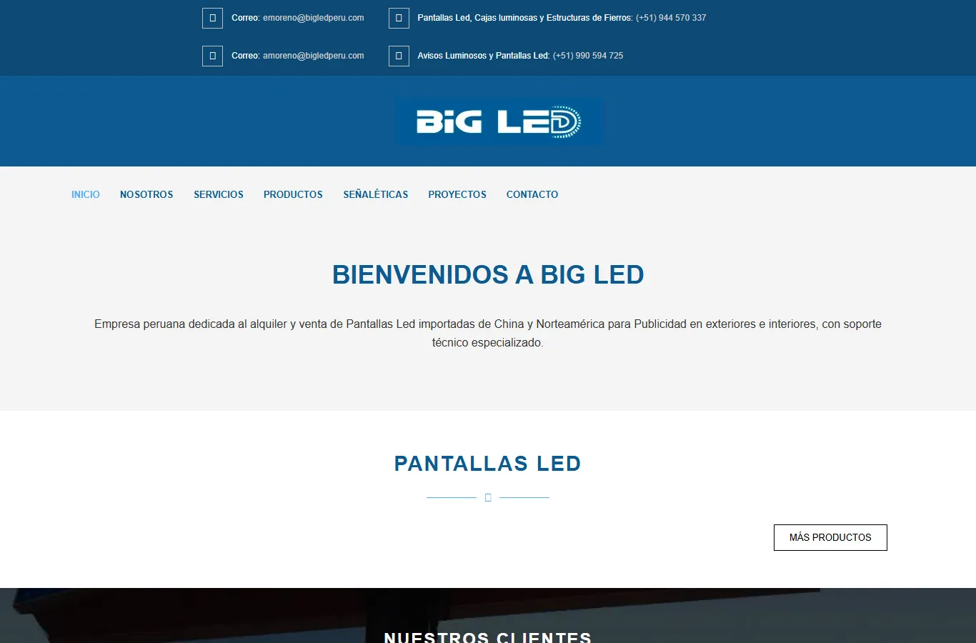 Big LED Peru official website — venta y alquiler de pantallas LED