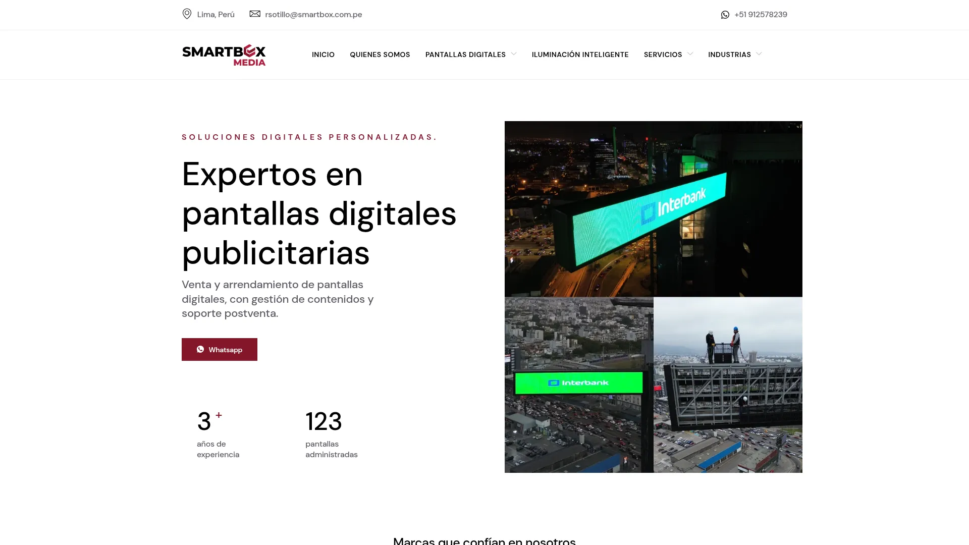 Smartbox Media official website — pantallas digitales publicitarias