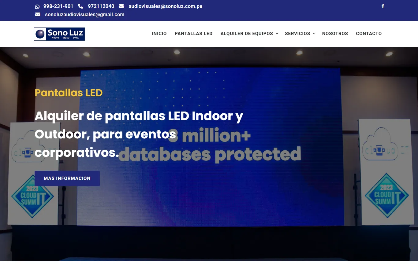 Sono Luz official website — alquiler de pantallas LED gigantes