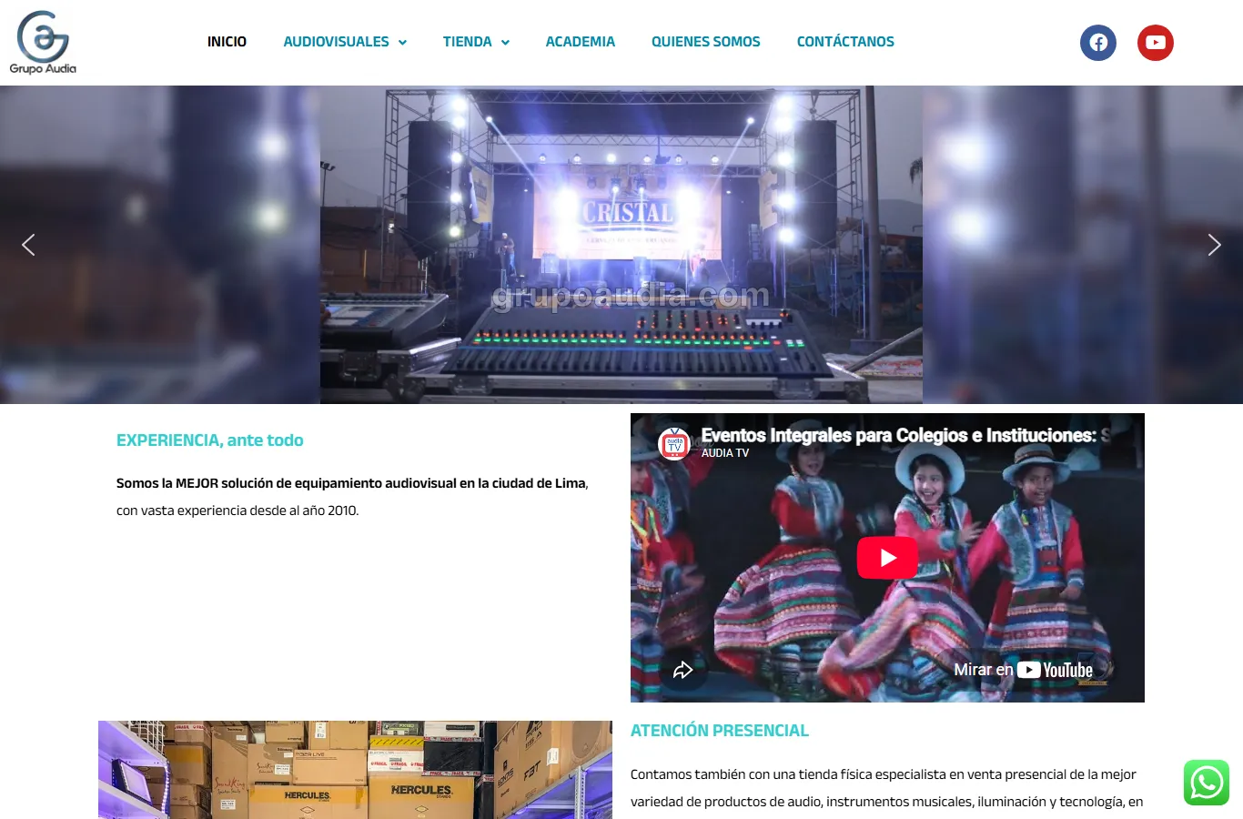 Grupo Audia official website — equipamiento audiovisual en Lima