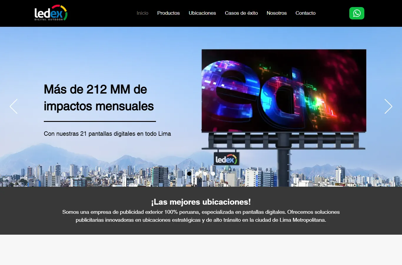 Ledex Digital Outdoor official website — 21 pantallas digitales en Lima